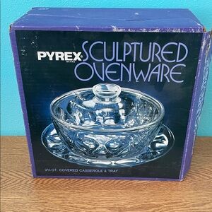 Vintage Pyrex Clear Glass Casserole with Tray